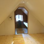 Sauna Dachschräge Dachbodensauna mit seitlicher Verkleidung mit Glastüre in Leck (2)