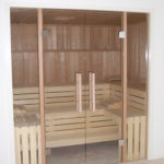 Sauna Glastüren Holzgriff Rollenschnapper Edelstahl Glastürbänder Sylt (3)